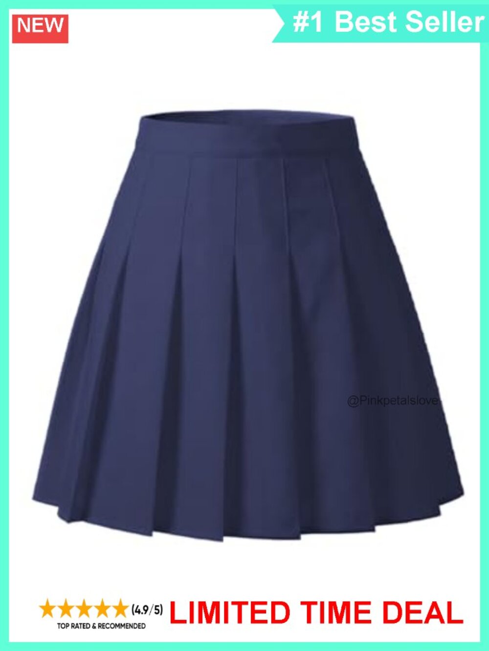 Women's High Waisted Pleated Tennis Skort with Hidden Zipper